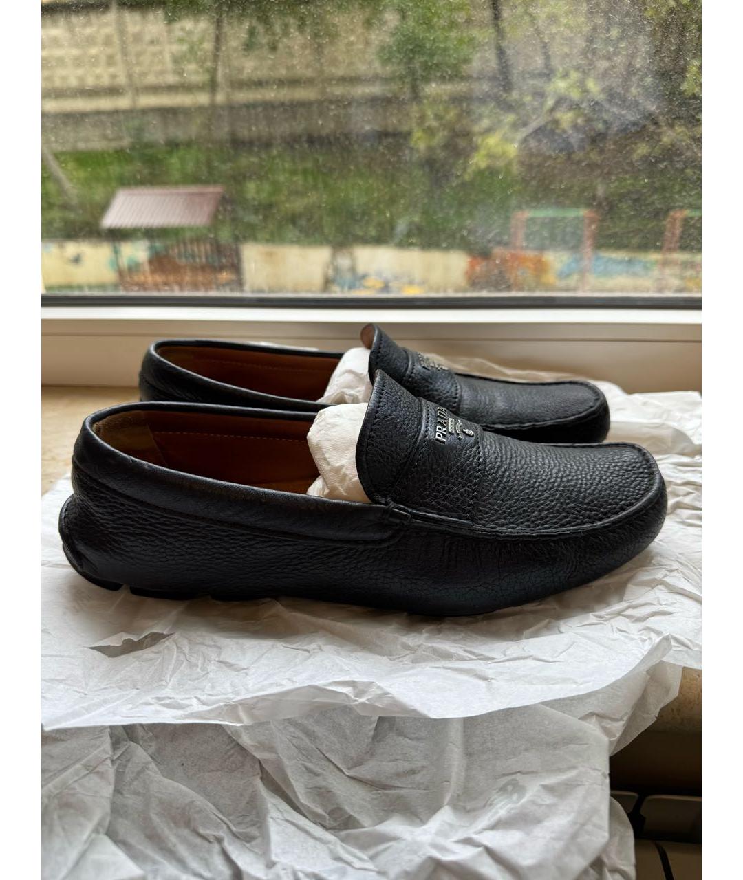 PRADA Черные кожаные мокасины, фото 9