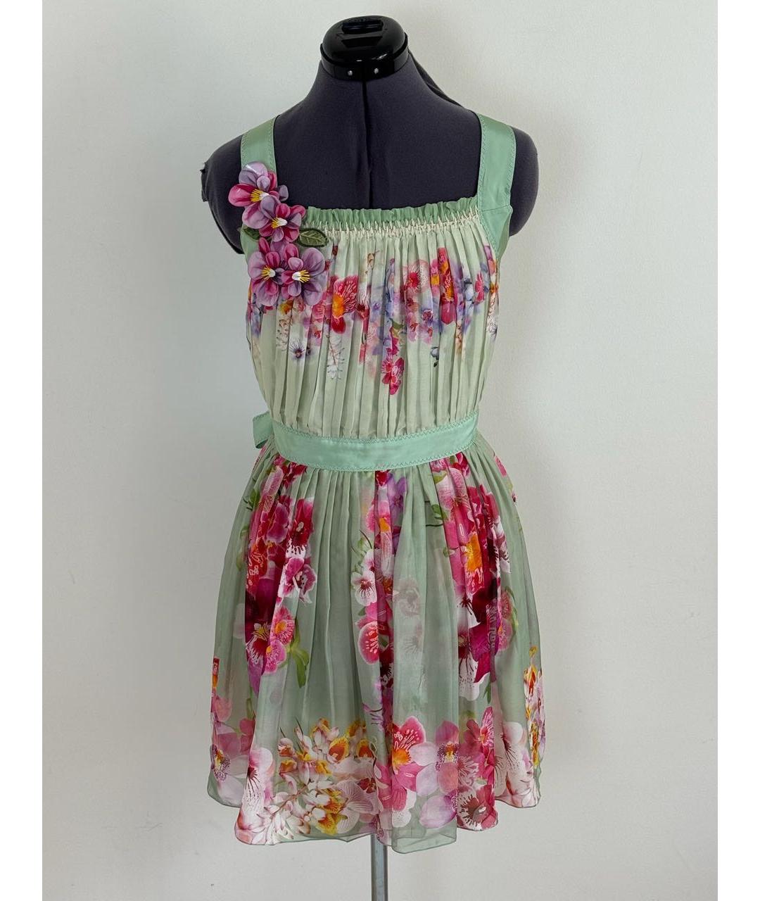 ALBERTA FERRETTI Зеленые шелковое вечернее платье, фото 3
