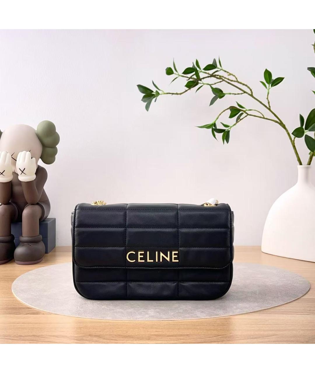 CELINE Черная сумка через плечо из искусственной кожи, фото 2