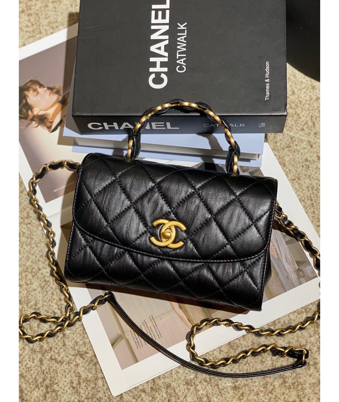 CHANEL Черная кожаная сумка через плечо, фото 2