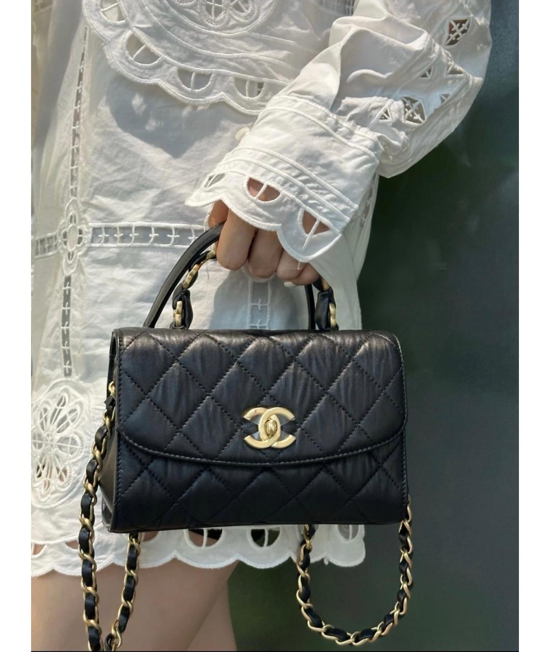 CHANEL Черная кожаная сумка через плечо, фото 4