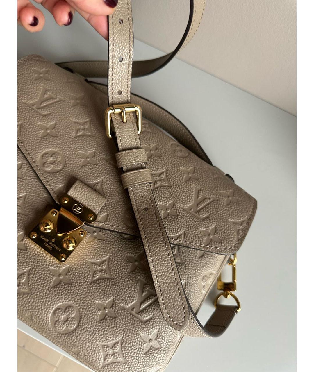 LOUIS VUITTON Бежевая кожаная сумка через плечо, фото 6