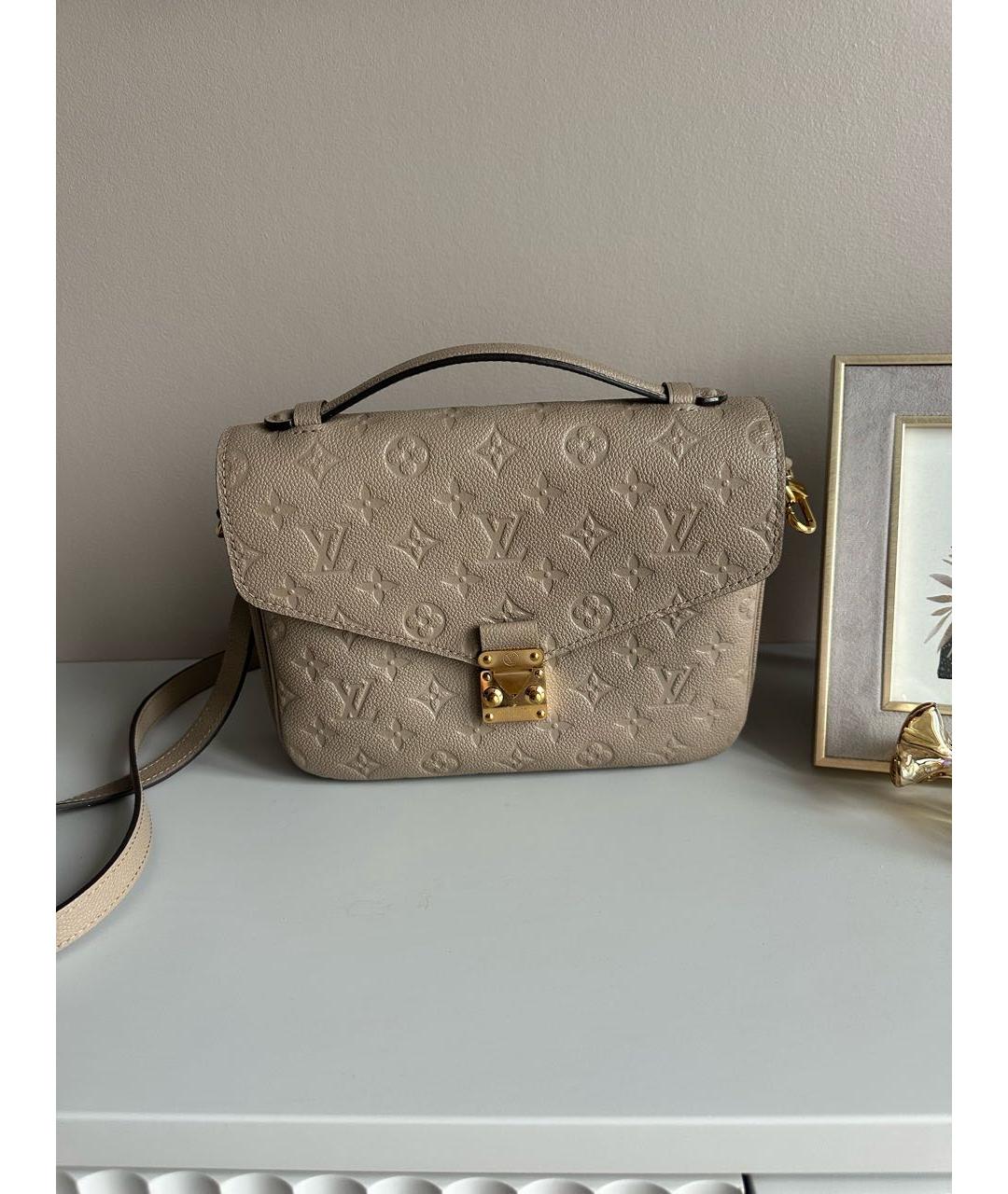 LOUIS VUITTON Бежевая кожаная сумка через плечо, фото 9