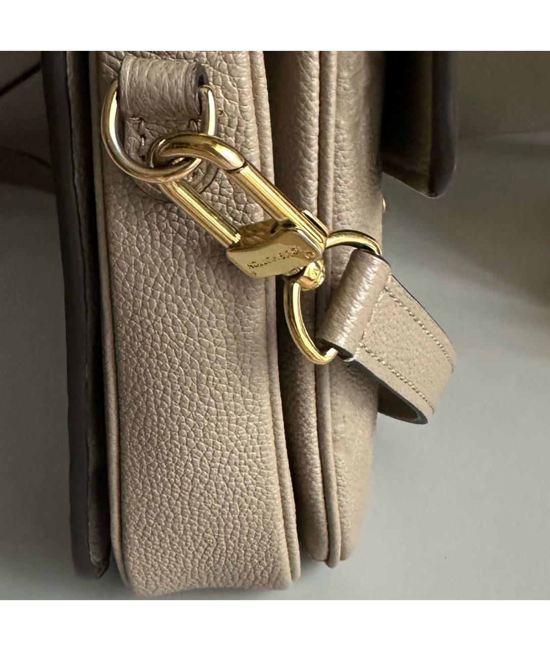 LOUIS VUITTON Бежевая кожаная сумка через плечо, фото 8