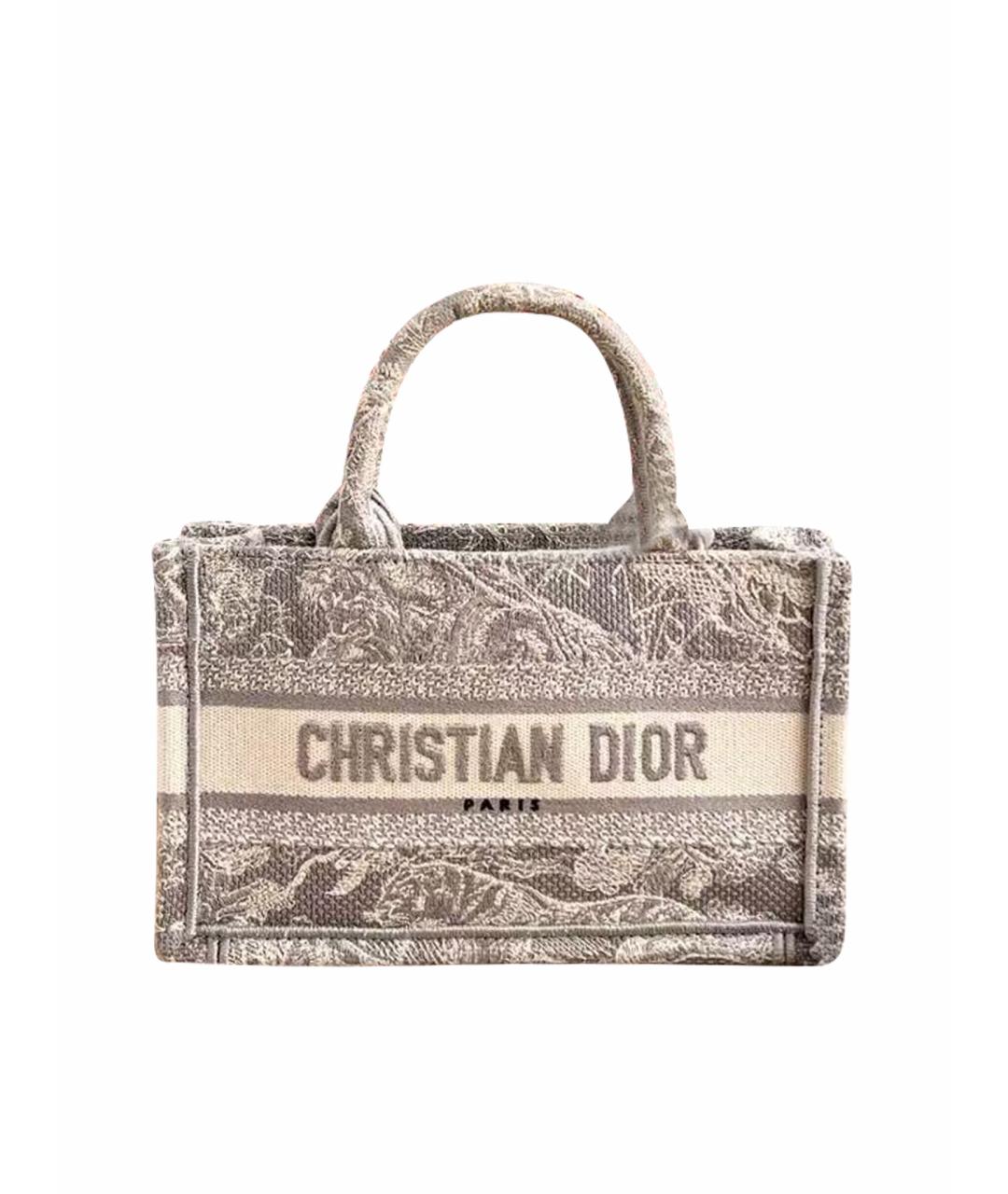 CHRISTIAN DIOR Серая тканевая сумка тоут, фото 1