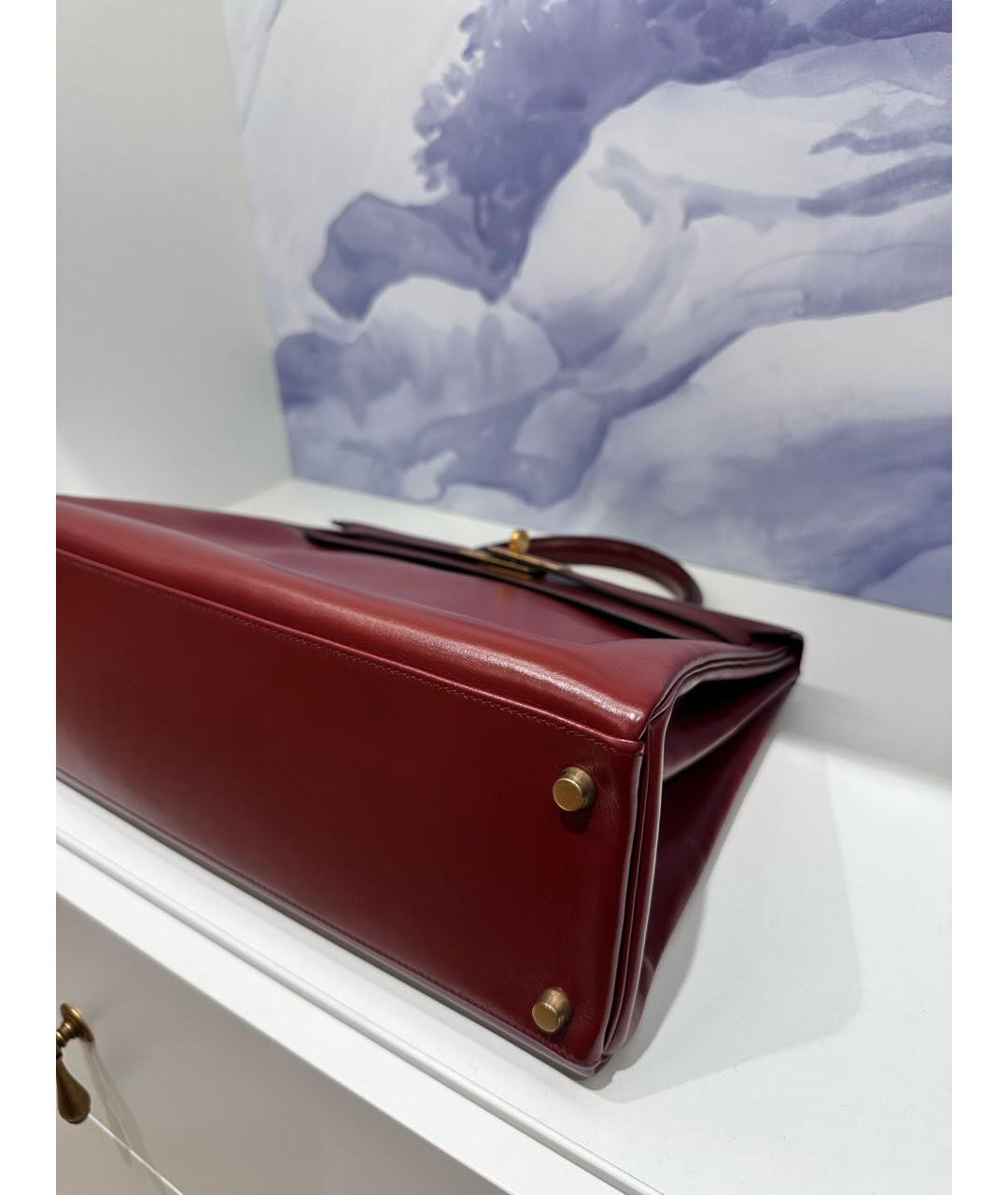 HERMES Бордовая кожаная сумка через плечо, фото 7