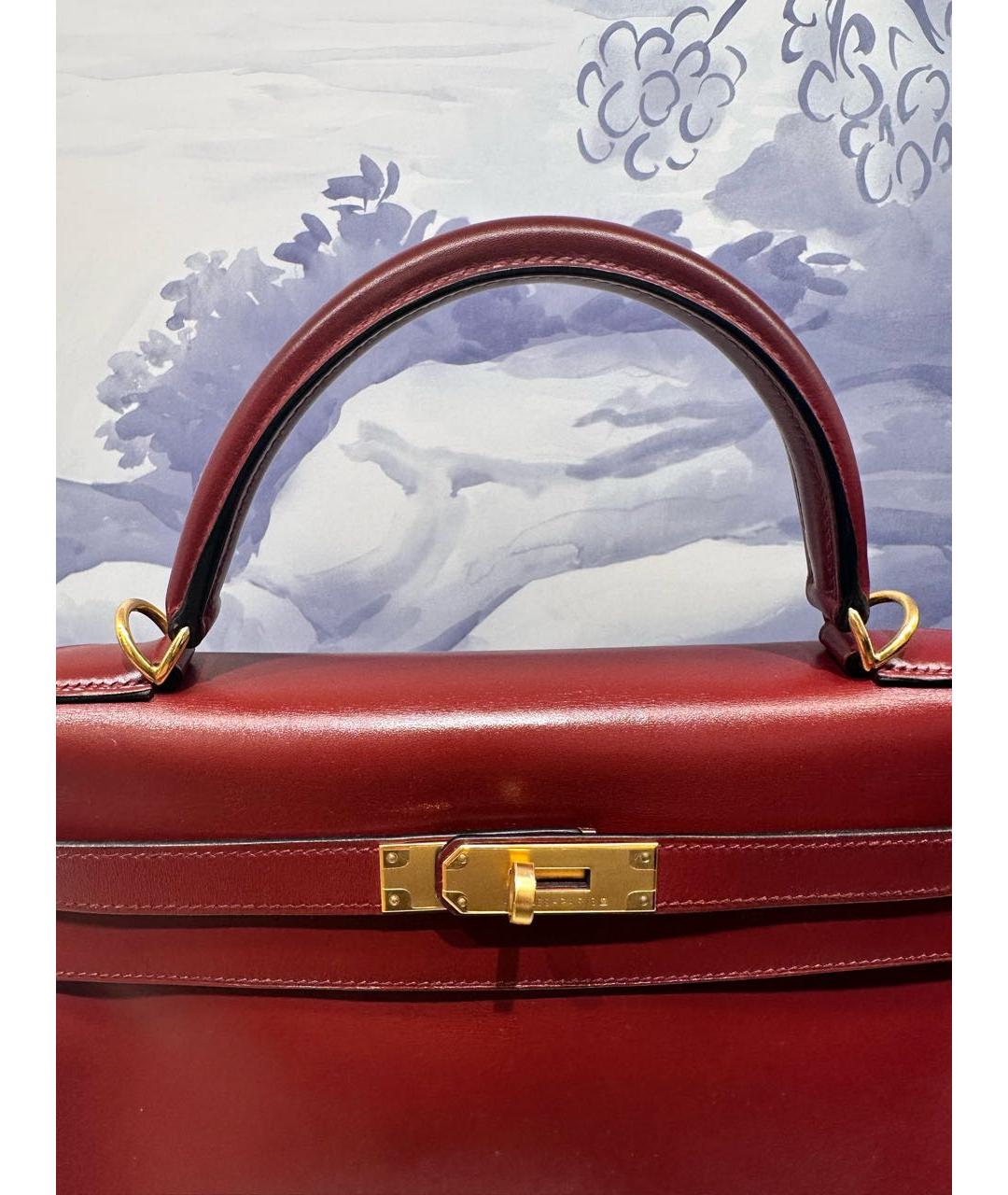 HERMES Бордовая кожаная сумка через плечо, фото 4