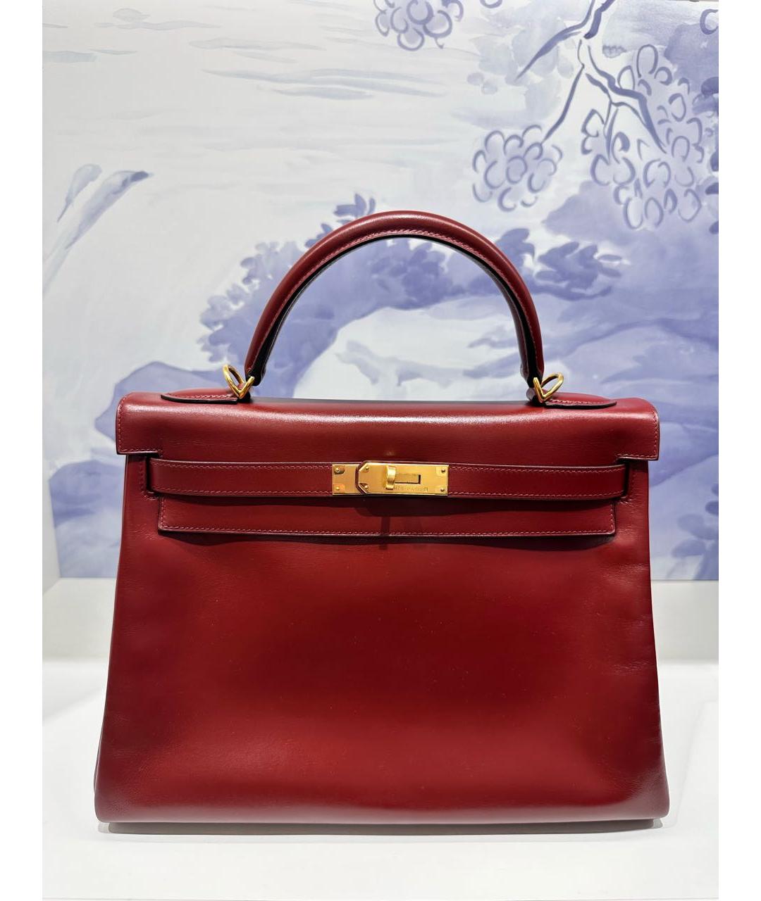 HERMES Бордовая кожаная сумка через плечо, фото 8