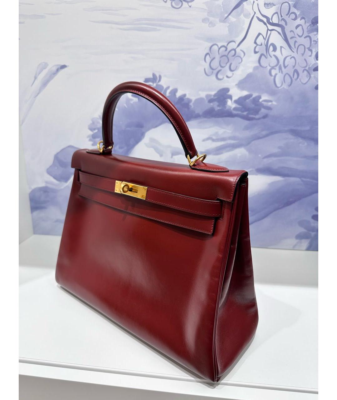 HERMES Бордовая кожаная сумка через плечо, фото 3