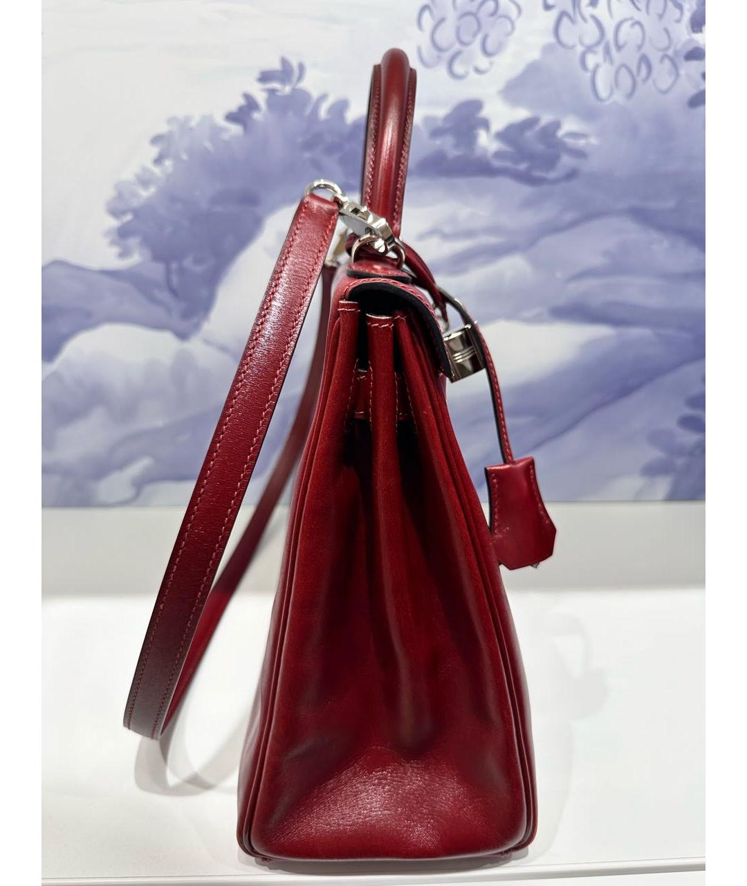 HERMES Бордовая кожаная сумка через плечо, фото 3