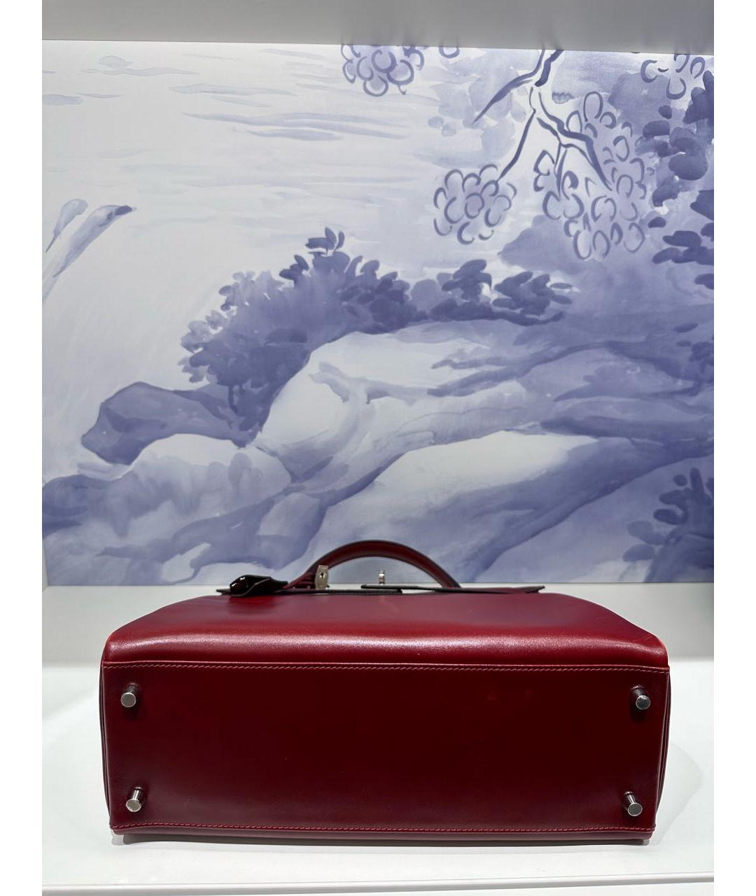 HERMES Бордовая кожаная сумка через плечо, фото 5