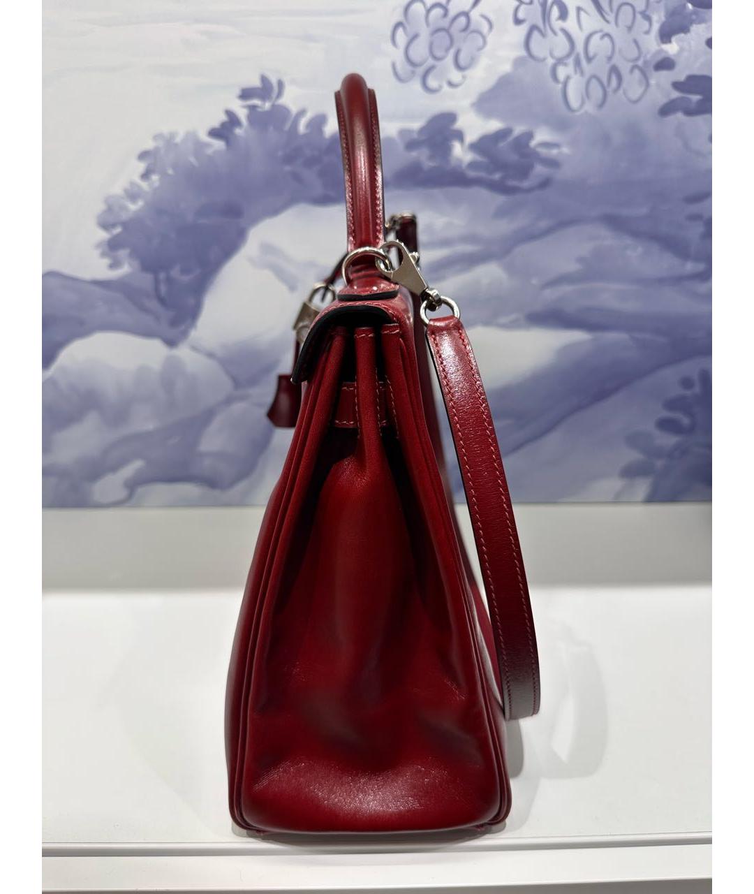 HERMES Бордовая кожаная сумка через плечо, фото 4