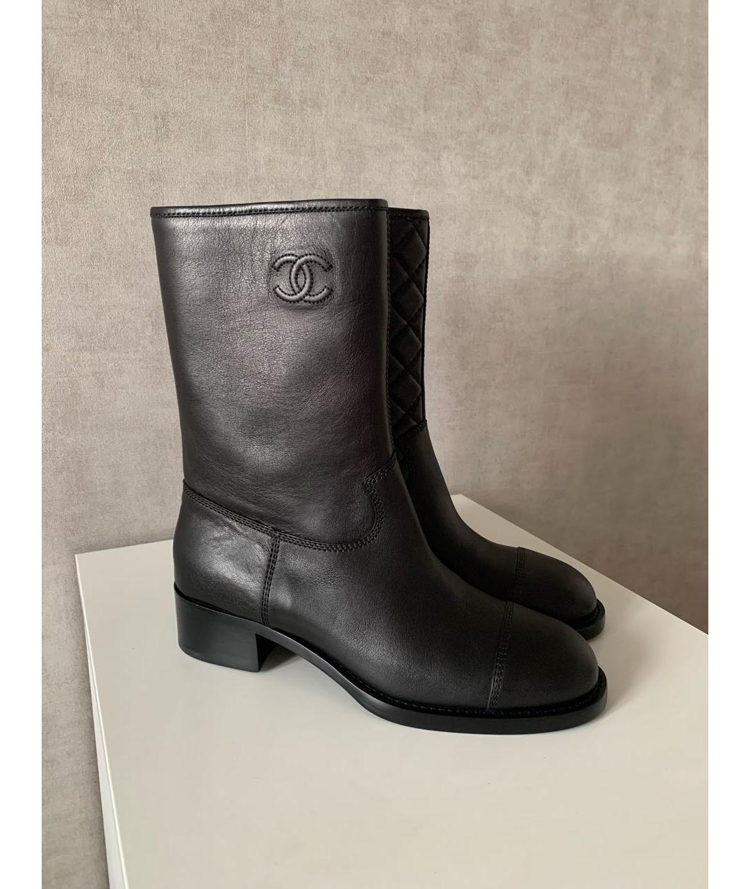 CHANEL Черные кожаные полусапоги, фото 9