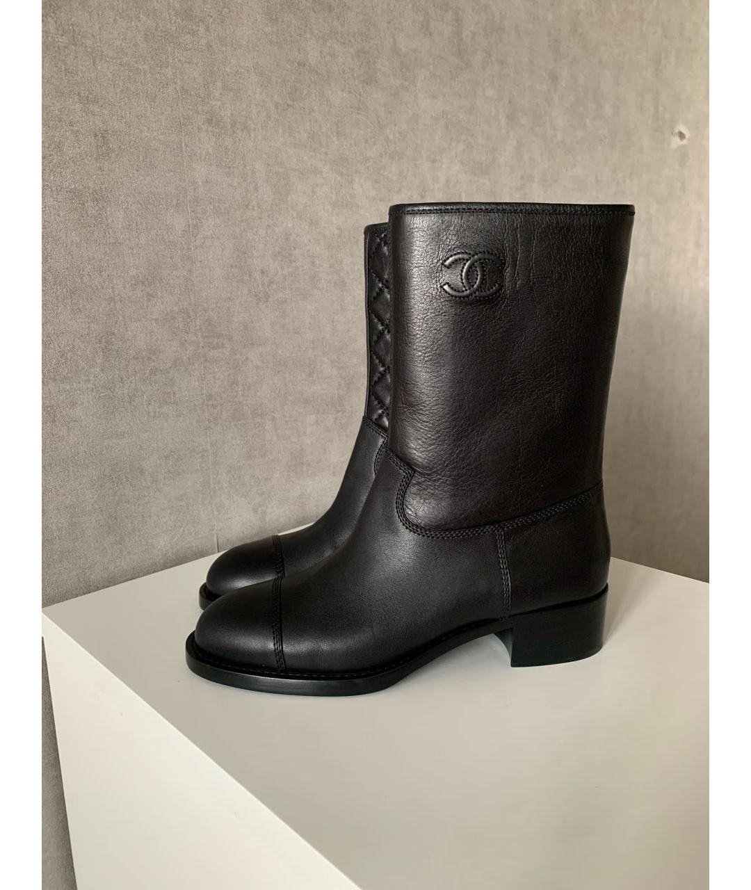 CHANEL Черные кожаные полусапоги, фото 2