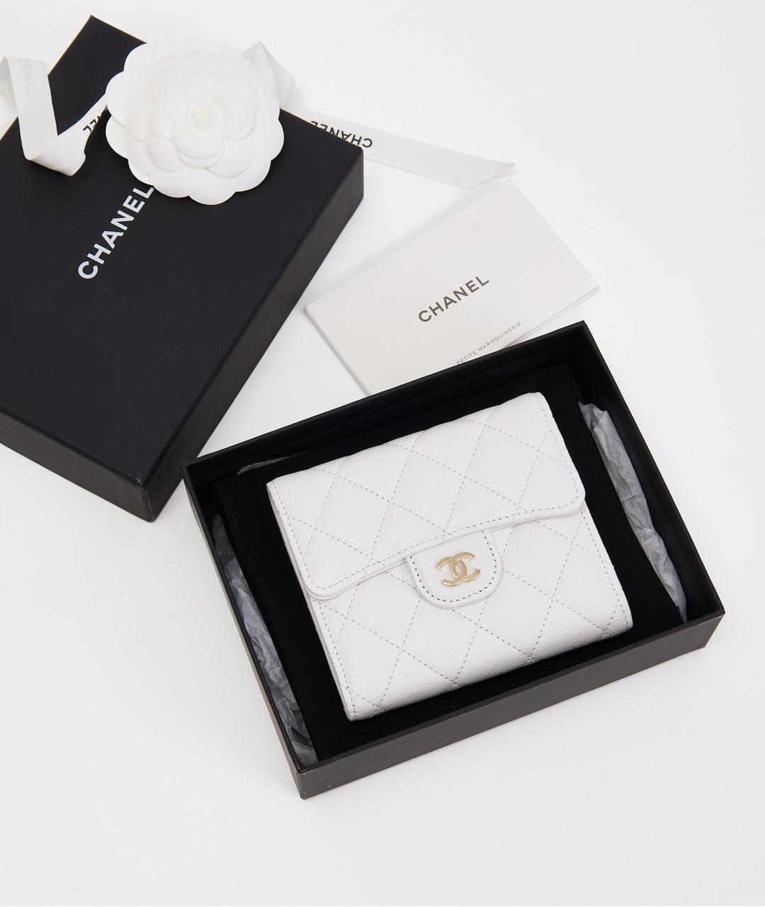 CHANEL Белый кожаный кошелек, фото 5