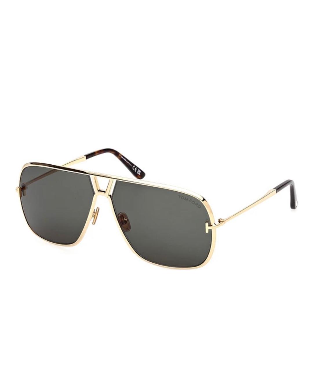 TOM FORD Золотые металлические солнцезащитные очки, фото 2