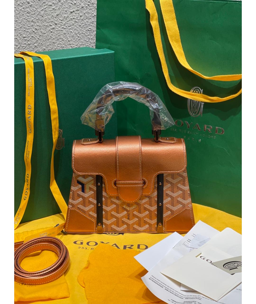GOYARD Золотая сумка тоут из искусственной кожи, фото 10