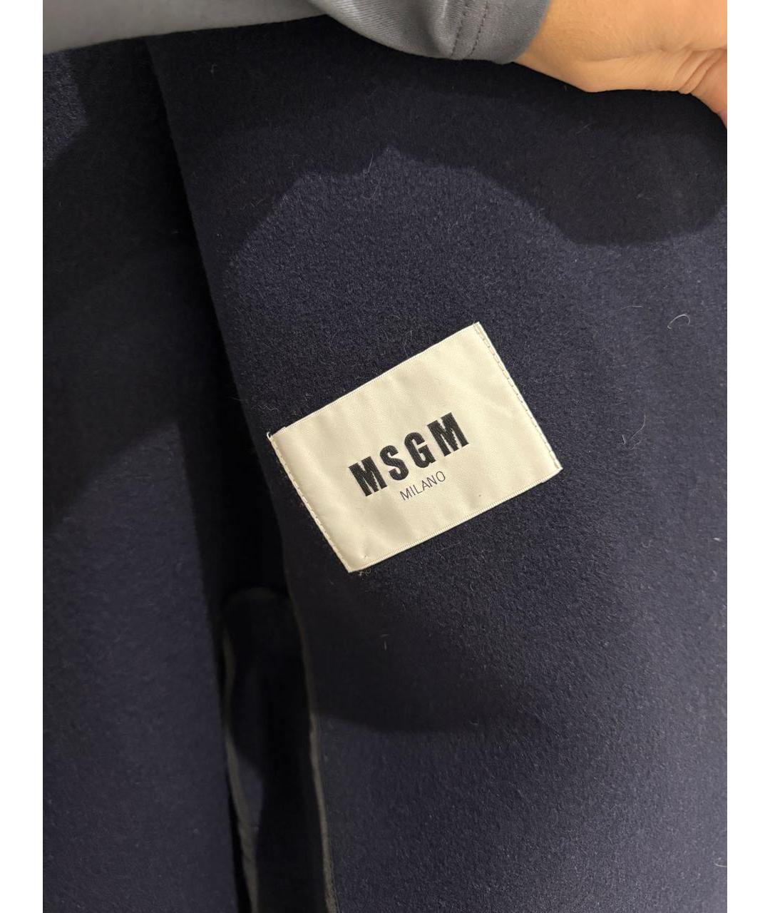 MSGM Темно-синее шерстяное пальто, фото 6