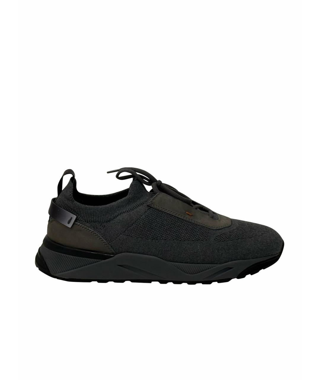 SANTONI Серые текстильные низкие кроссовки / кеды, фото 1