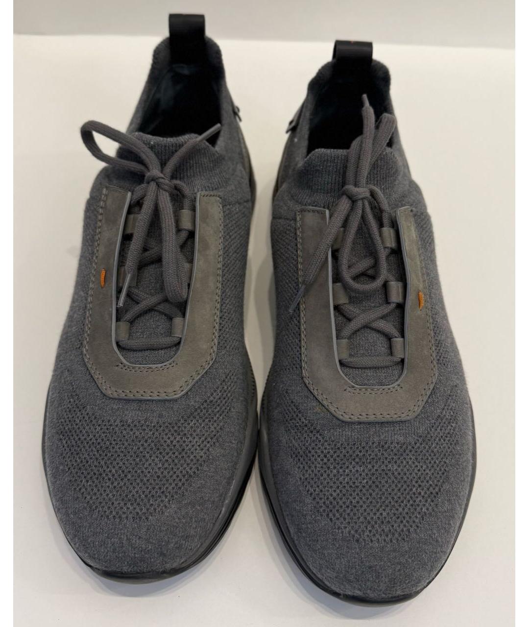 SANTONI Серые текстильные низкие кроссовки / кеды, фото 2