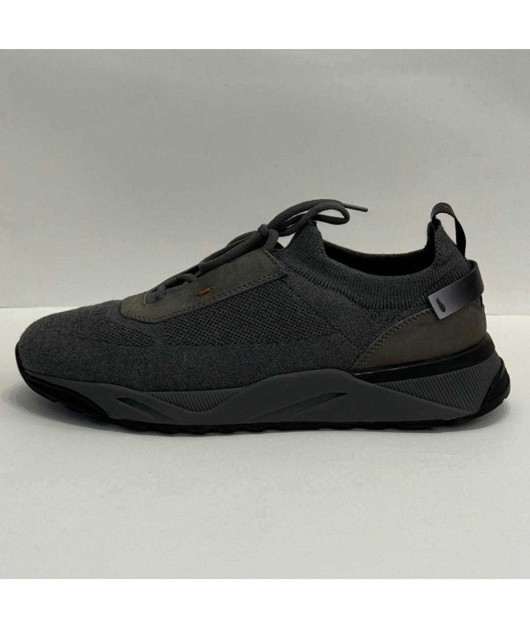 SANTONI Серые текстильные низкие кроссовки / кеды, фото 9