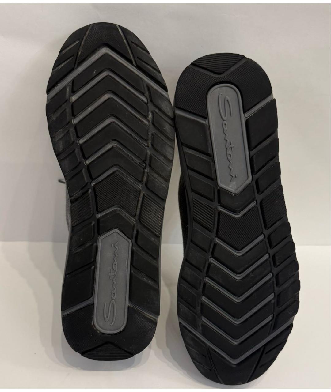 SANTONI Серые текстильные низкие кроссовки / кеды, фото 8