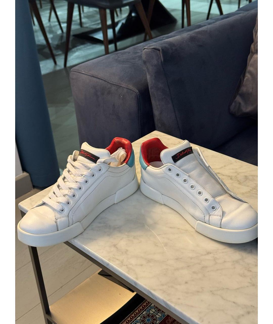 DOLCE&GABBANA Белые кожаные кеды, фото 5