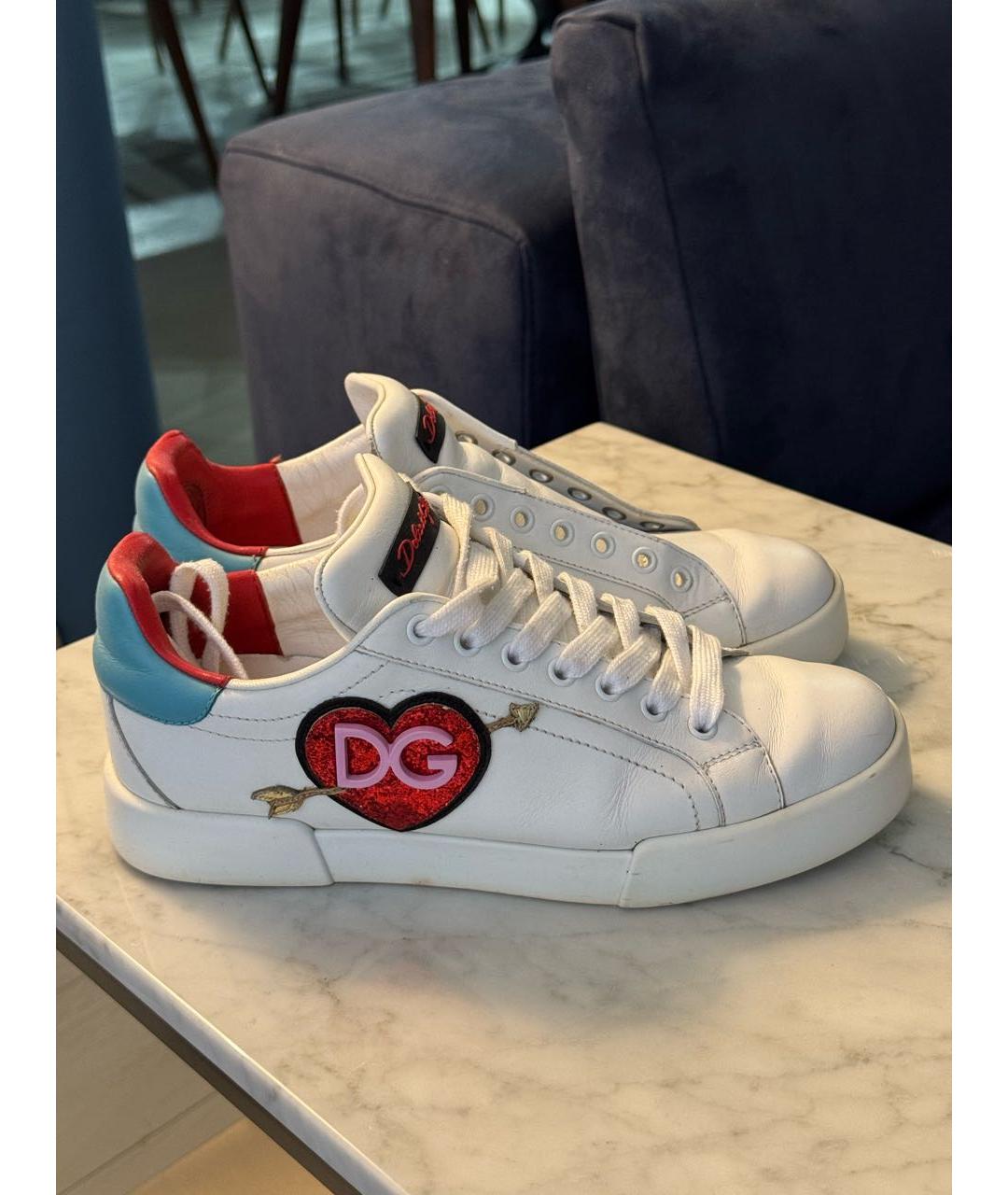 DOLCE&GABBANA Белые кожаные кеды, фото 7