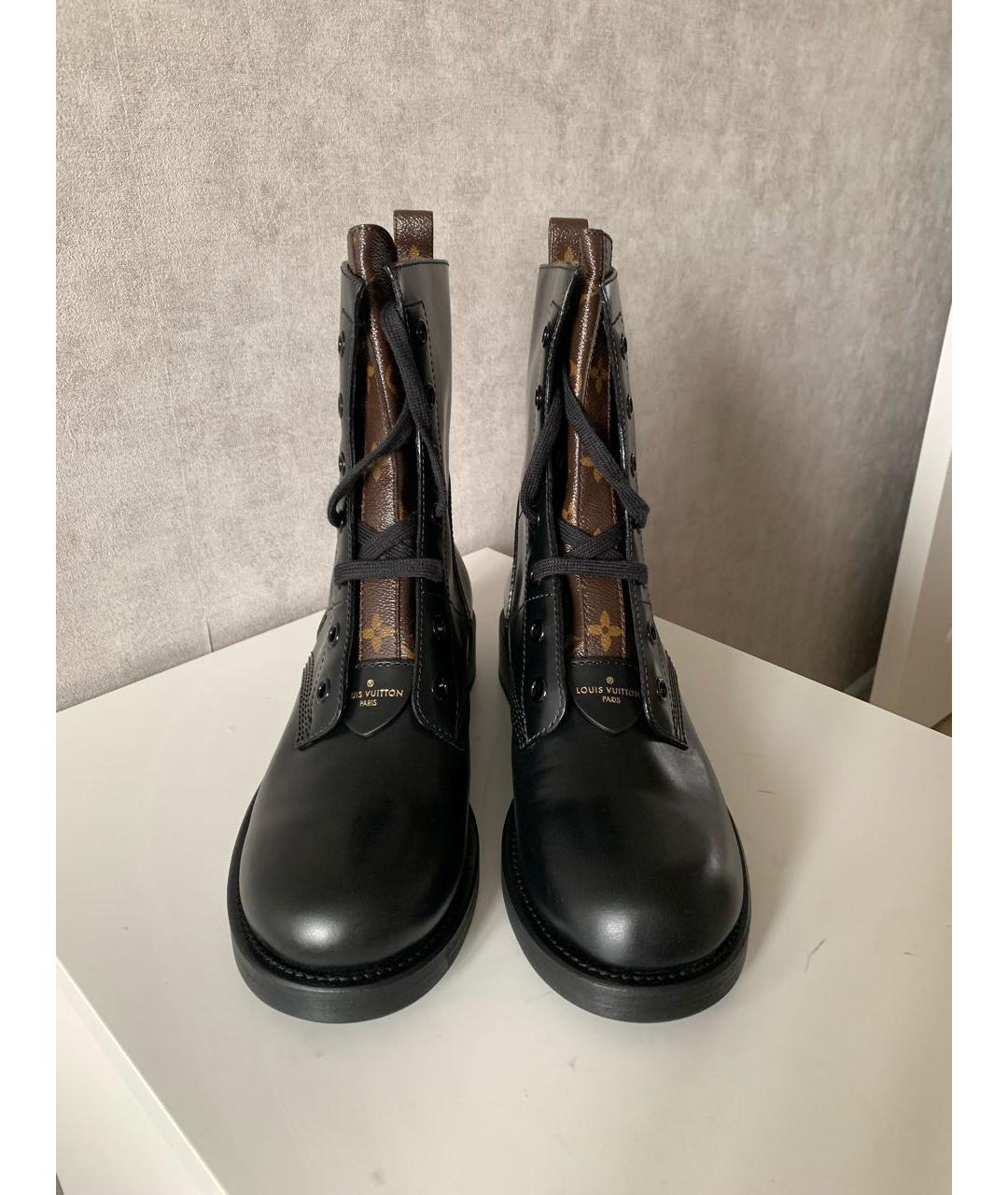 LOUIS VUITTON Черные кожаные ботинки, фото 3