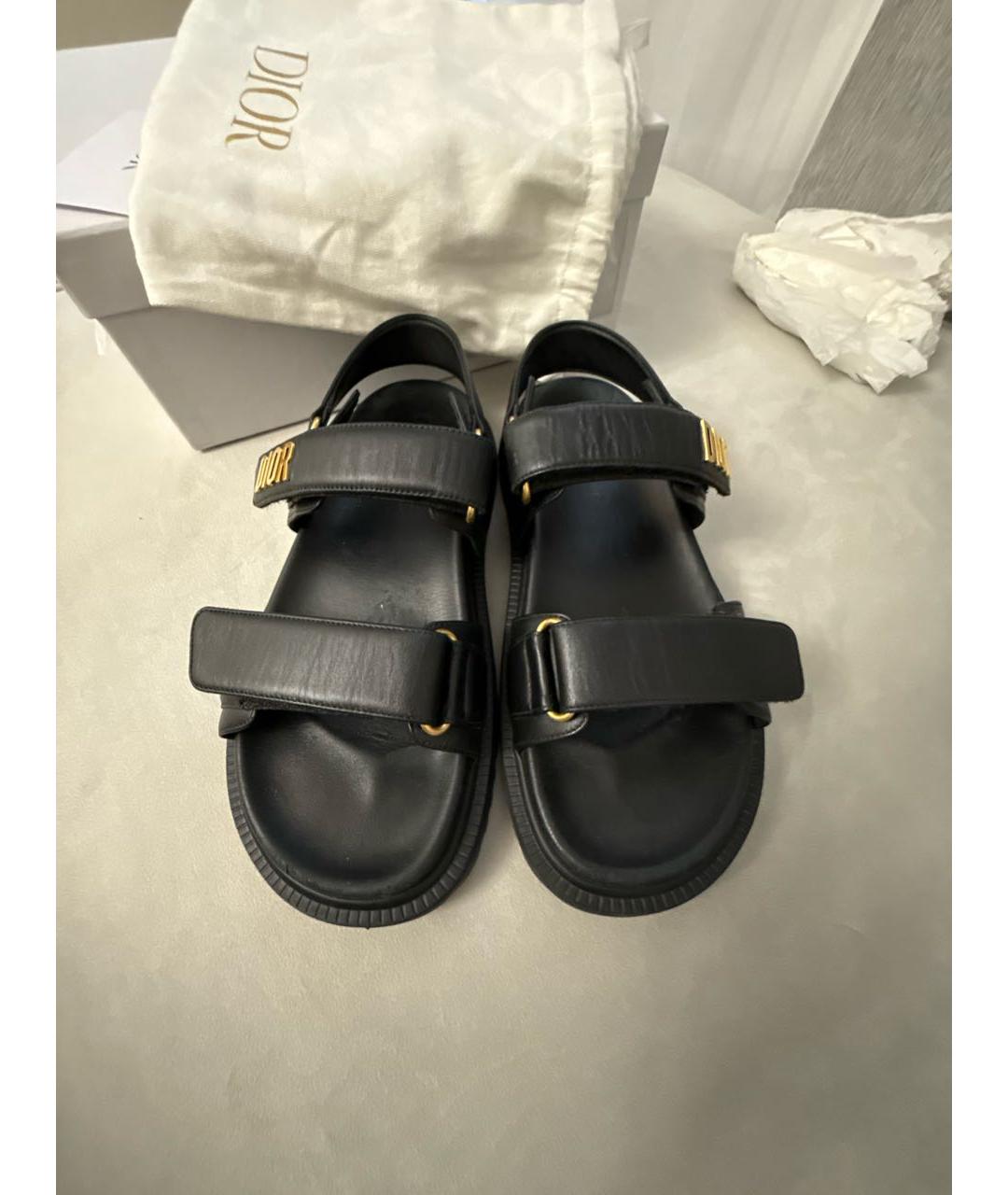 CHRISTIAN DIOR Черные кожаные сандалии, фото 2