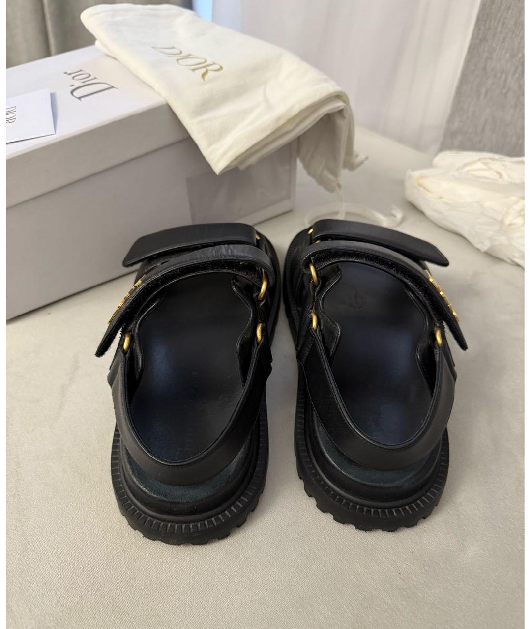 CHRISTIAN DIOR Черные кожаные сандалии, фото 4