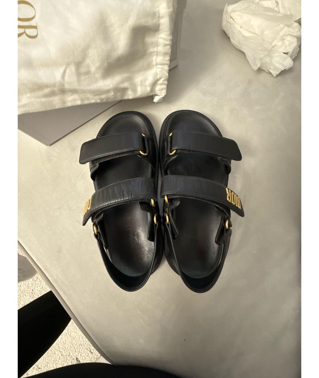 CHRISTIAN DIOR Черные кожаные сандалии, фото 3
