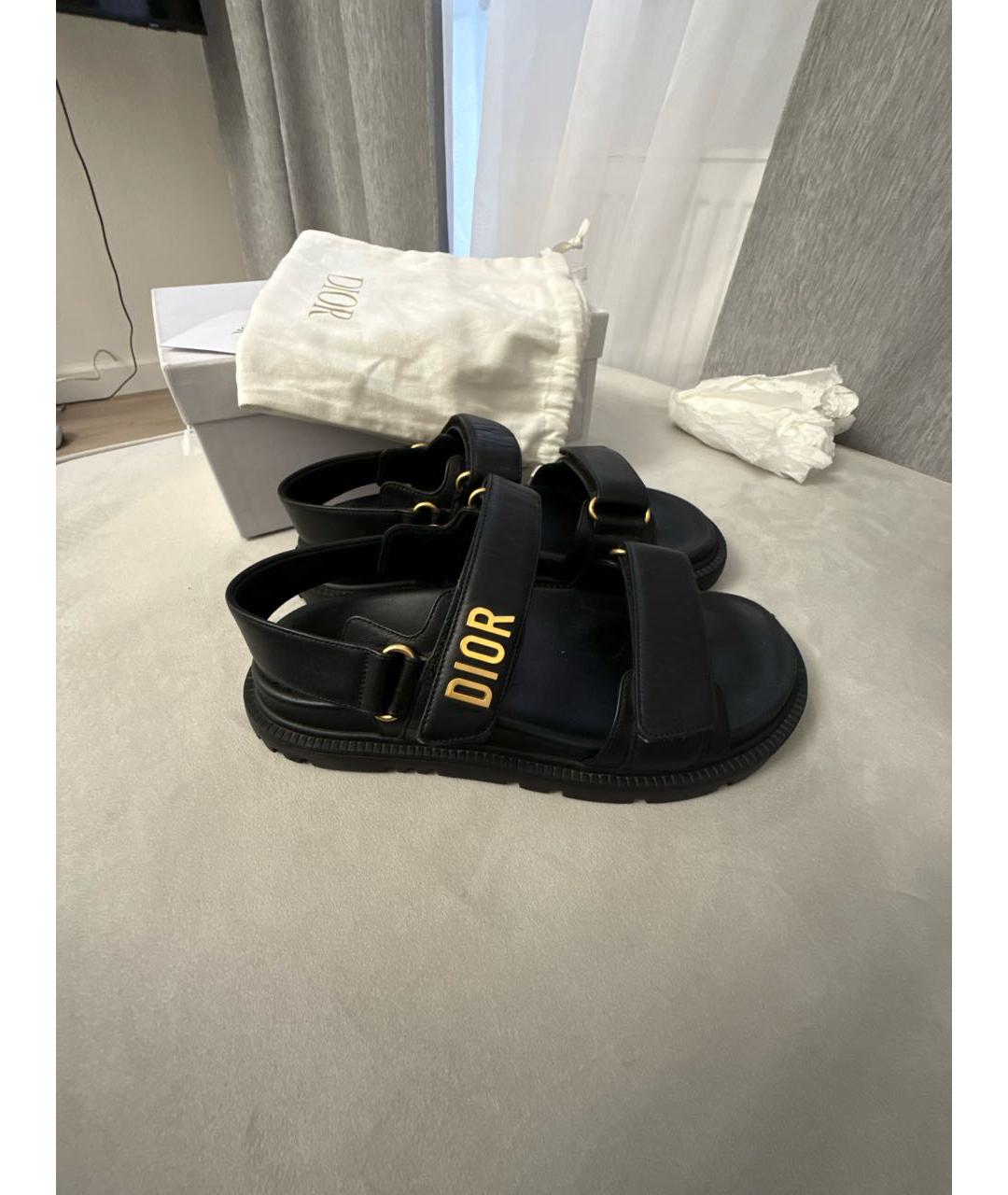 CHRISTIAN DIOR Черные кожаные сандалии, фото 9