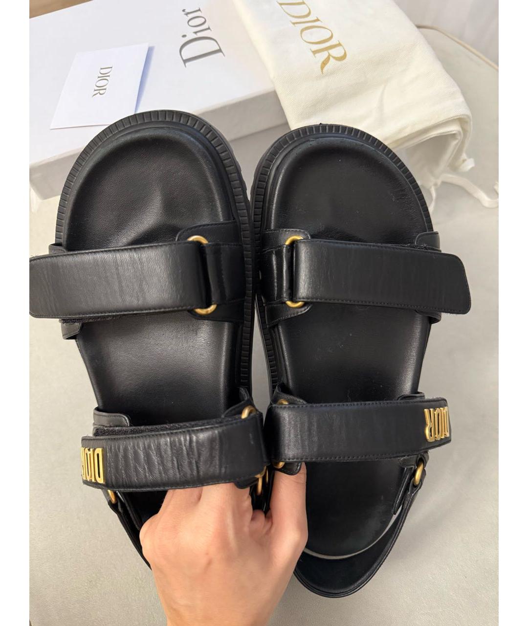 CHRISTIAN DIOR Черные кожаные сандалии, фото 5