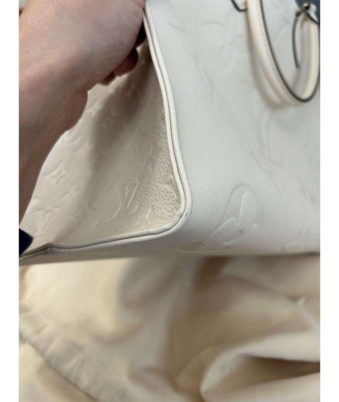 LOUIS VUITTON Бежевая кожаная сумка тоут, фото 8