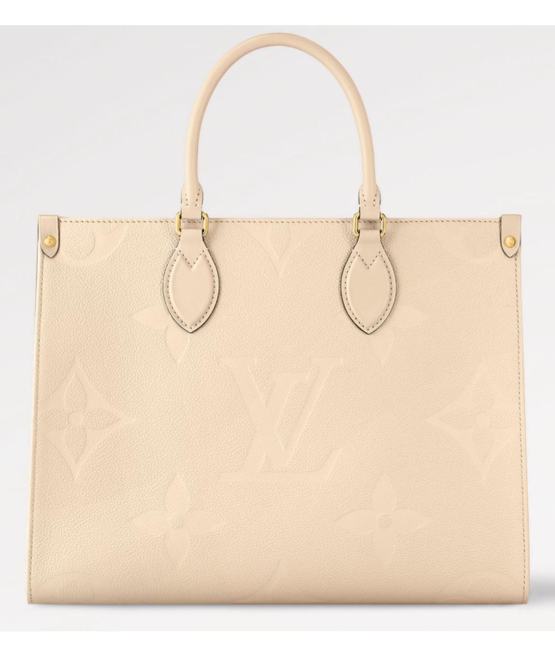 LOUIS VUITTON Бежевая кожаная сумка тоут, фото 9