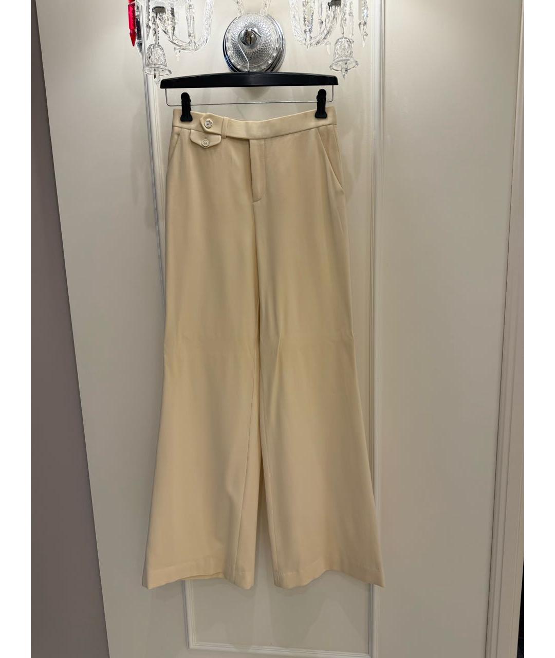 RALPH LAUREN COLLECTION Бежевые шерстяные брюки широкие, фото 8