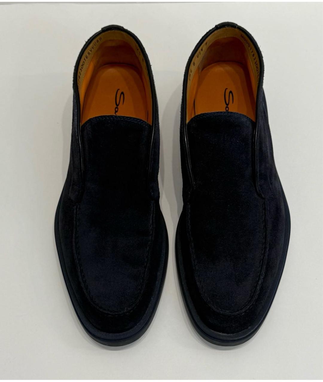 SANTONI Темно-синие замшевые высокие ботинки, фото 2