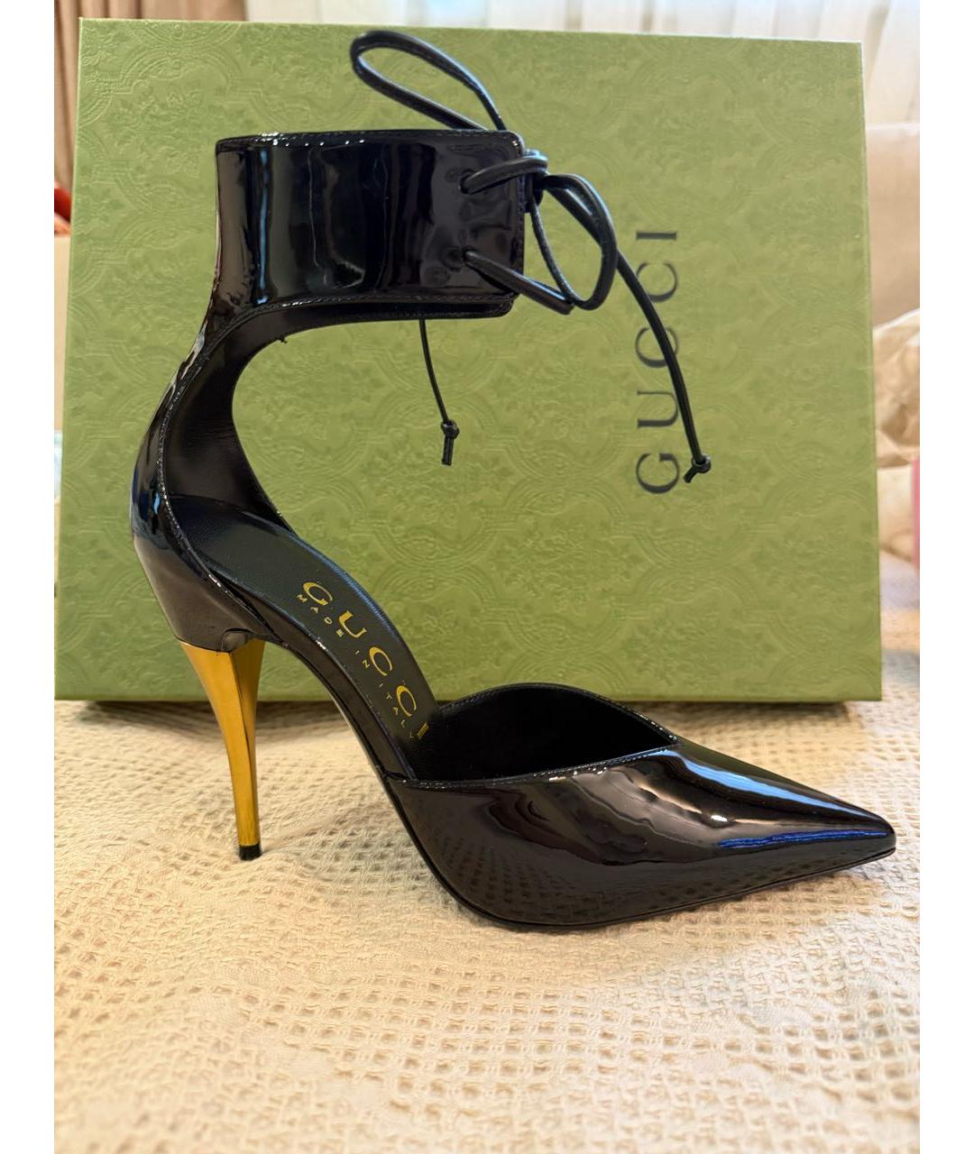 GUCCI Черные кожаные туфли, фото 6