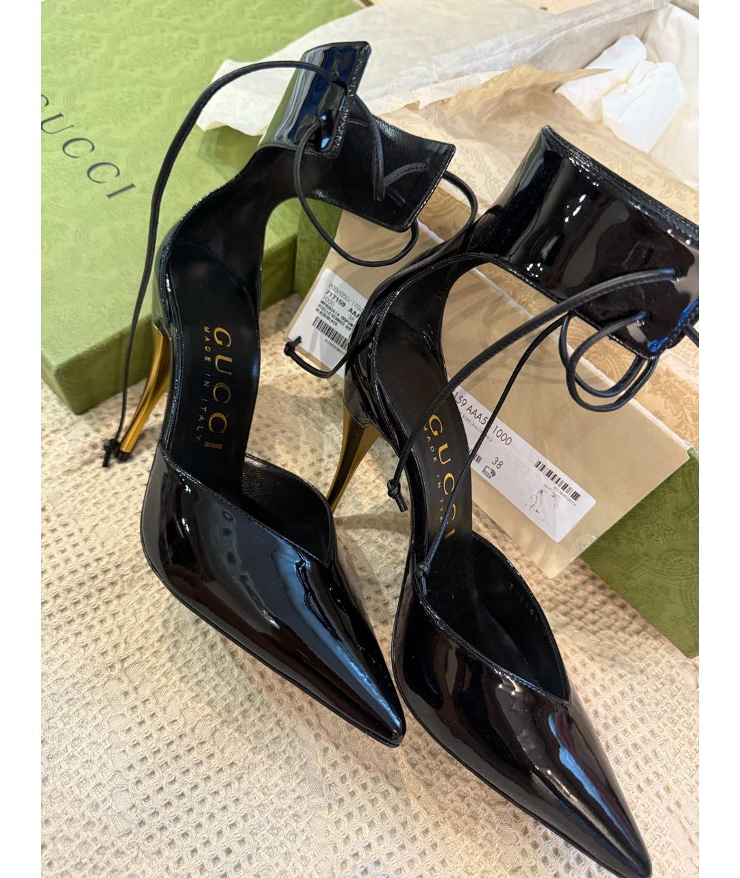 GUCCI Черные кожаные туфли, фото 3
