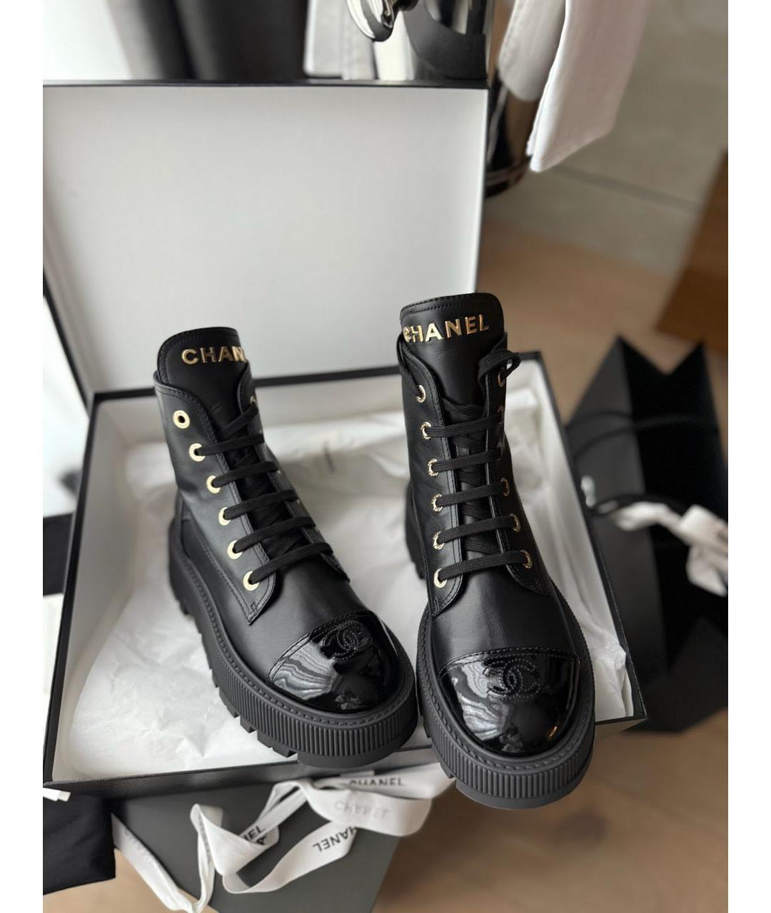 CHANEL Черные кожаные ботинки, фото 5