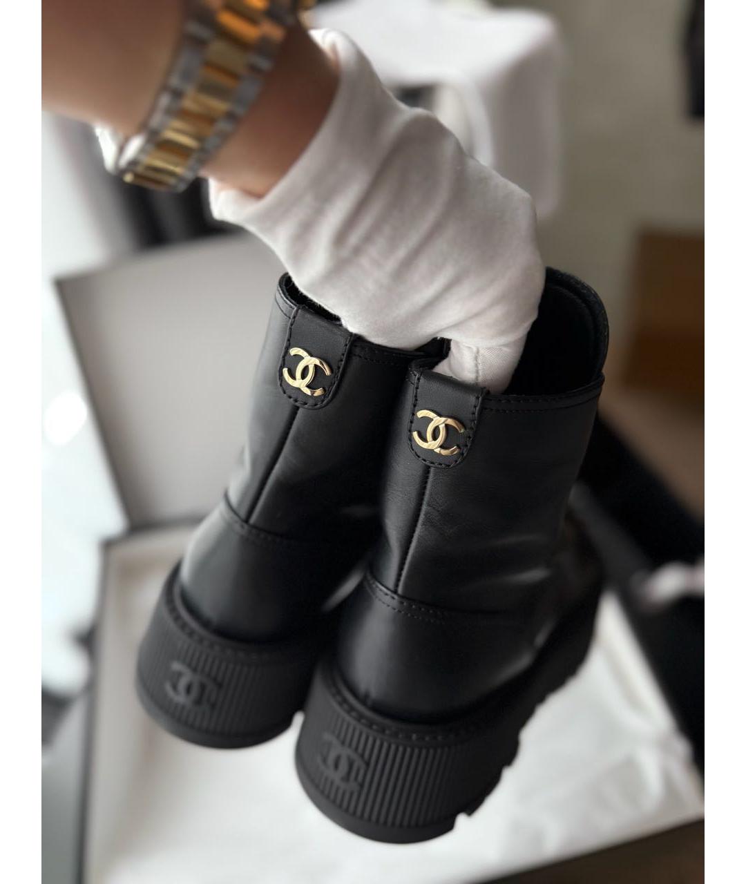 CHANEL Черные кожаные ботинки, фото 6