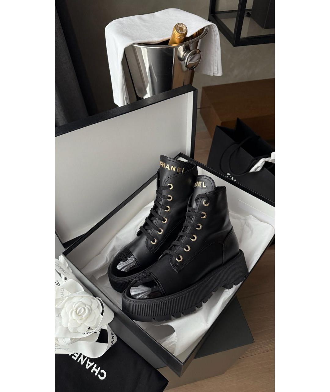 CHANEL Черные кожаные ботинки, фото 2