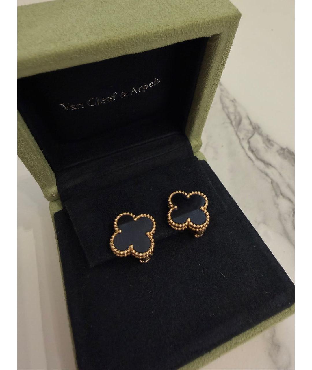 VAN CLEEF & ARPELS Черные серьги из желтого золота, фото 4