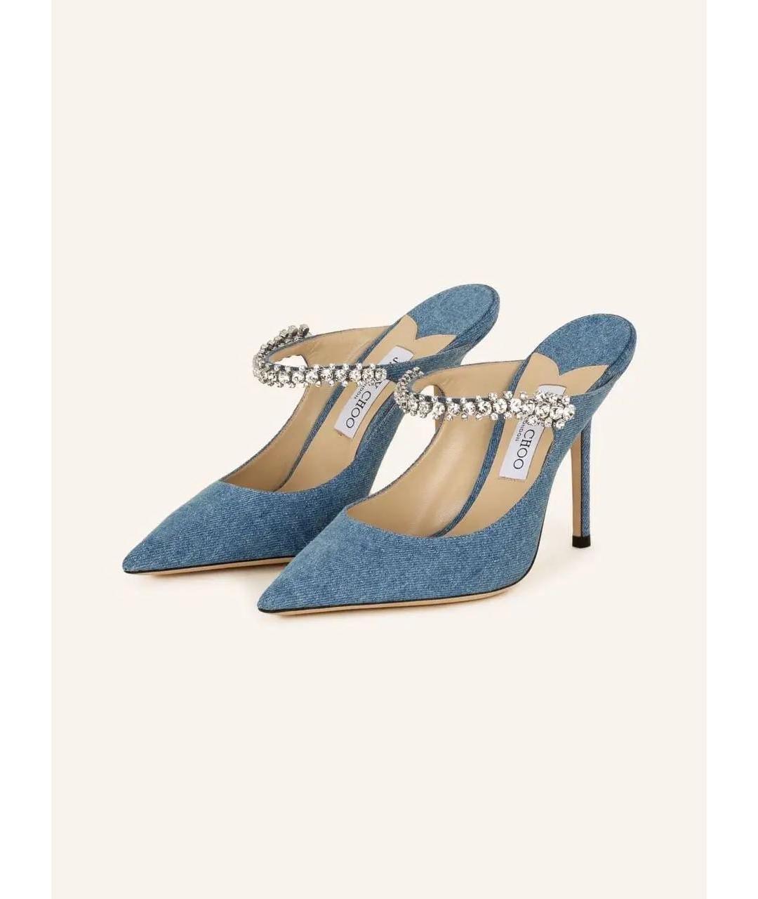 JIMMY CHOO Голубые текстильные туфли, фото 2
