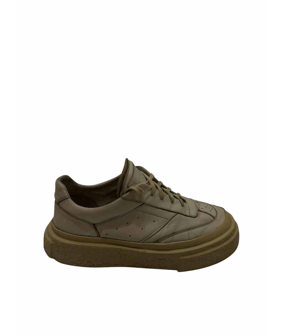MM6 MAISON MARGIELA Белые кожаные низкие кроссовки / кеды, фото 1