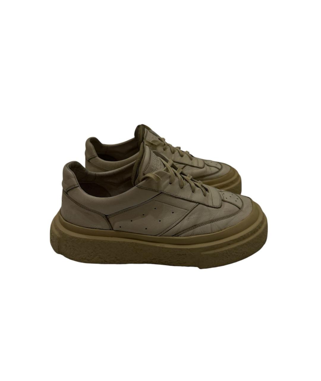 MM6 MAISON MARGIELA Белые кожаные низкие кроссовки / кеды, фото 5
