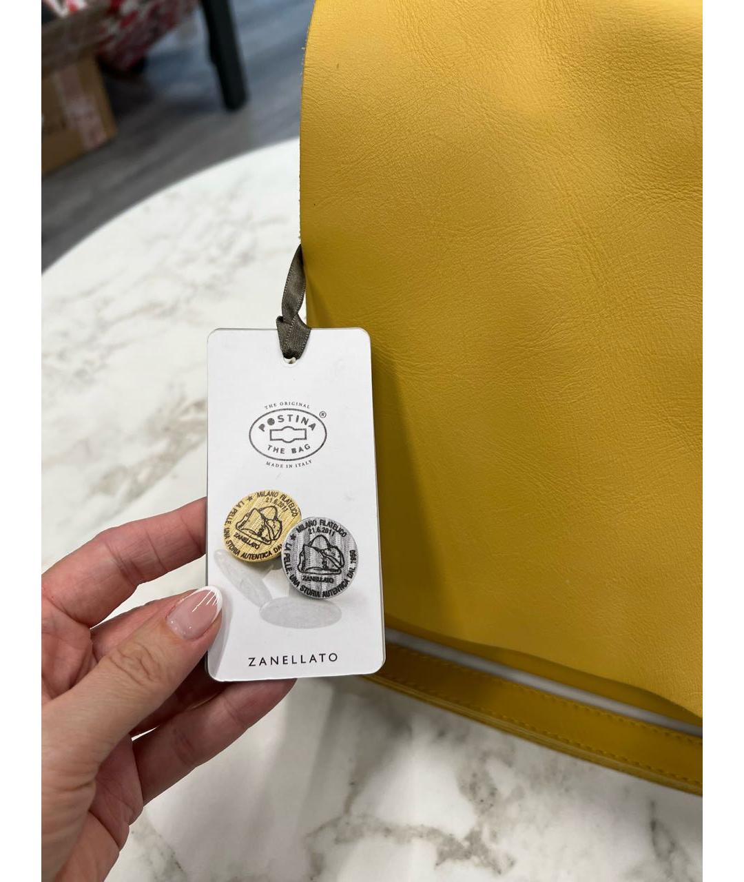 ZANELLATO Желтая кожаная сумка тоут, фото 6