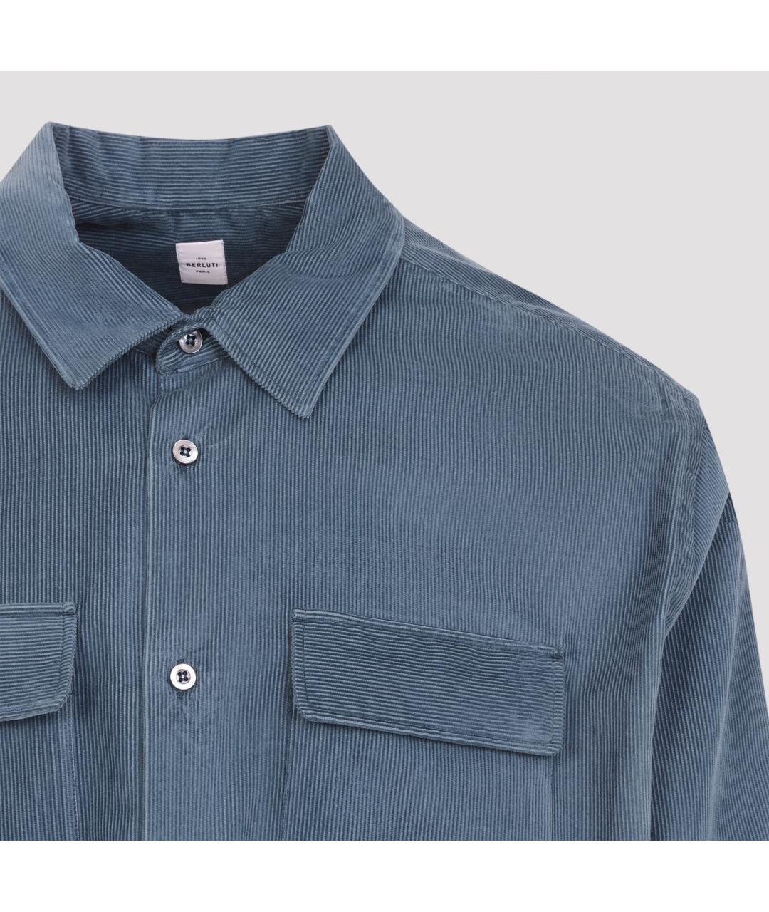 BERLUTI Синяя хлопковая кэжуал рубашка, фото 5