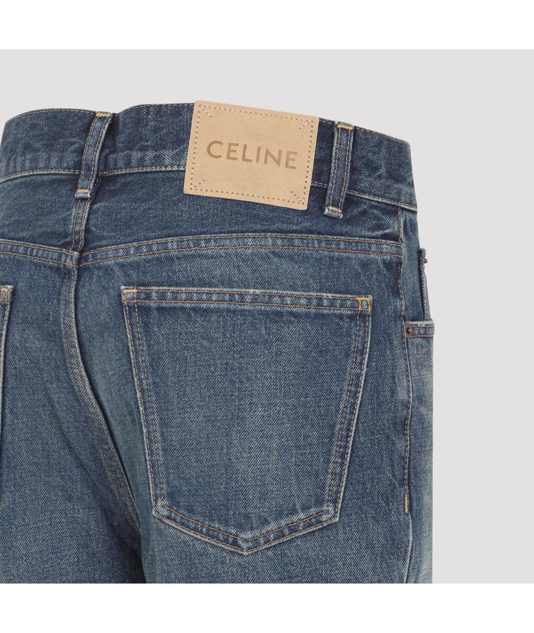 CELINE Синие хлопковые прямые джинсы, фото 5